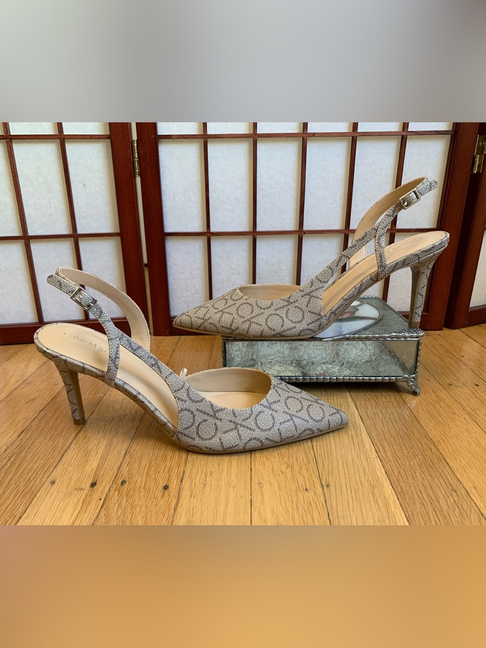 NWOB CALVIN KLEIN GERINNY High Heel CK Logo Slingback Shoes Size 11M